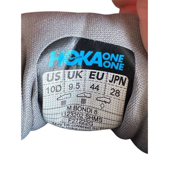 Hoka One One Bondi 8 Men's Running Shoes Gray Size 10D Athletic Sneaker - Picture 9 of 13